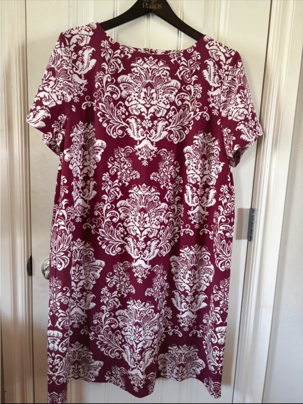 C. Wonder Burgundy and White Damask Dress